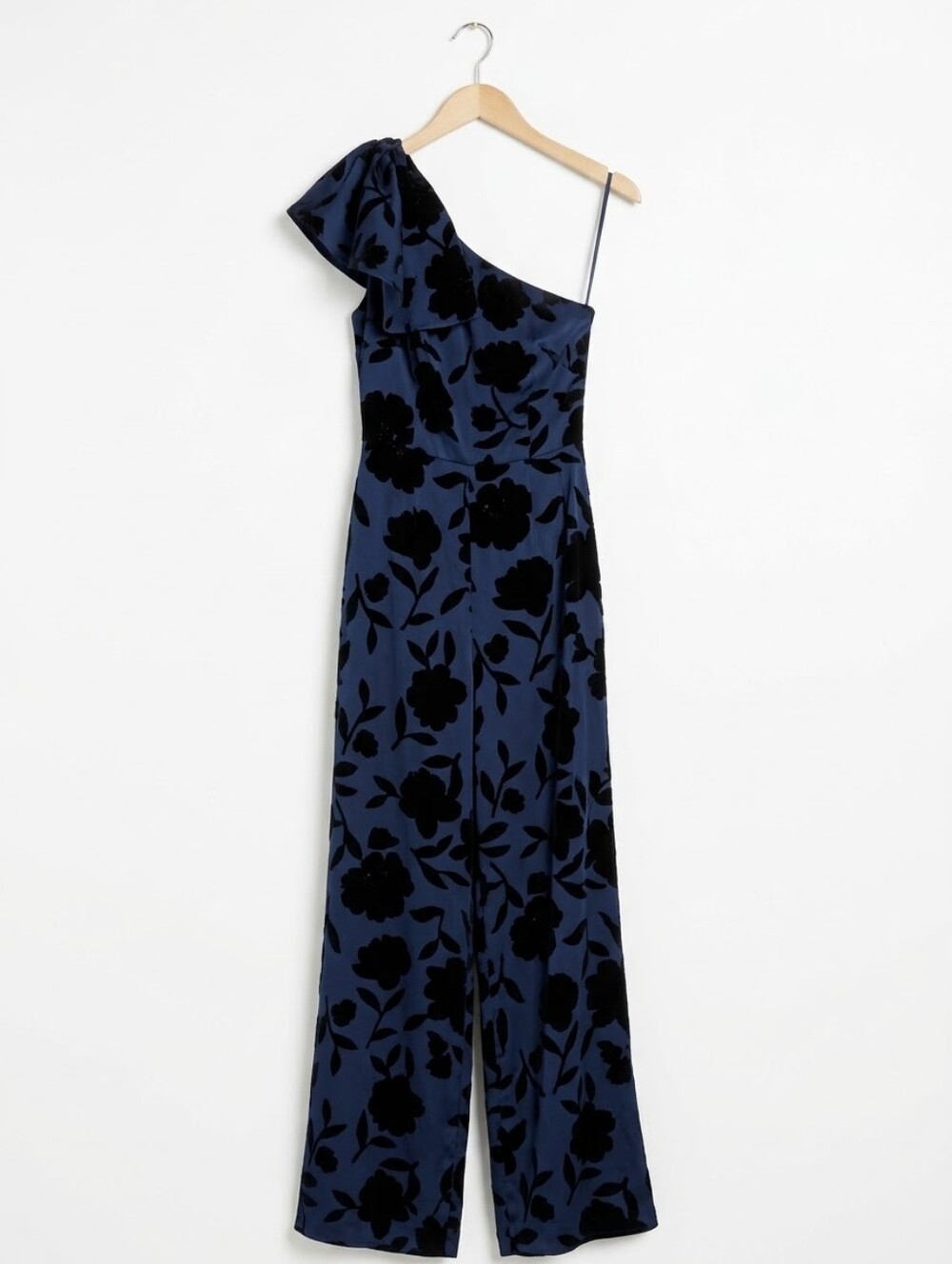 kate spade Navy and Black One-Shoulder Floral Jumpsuit